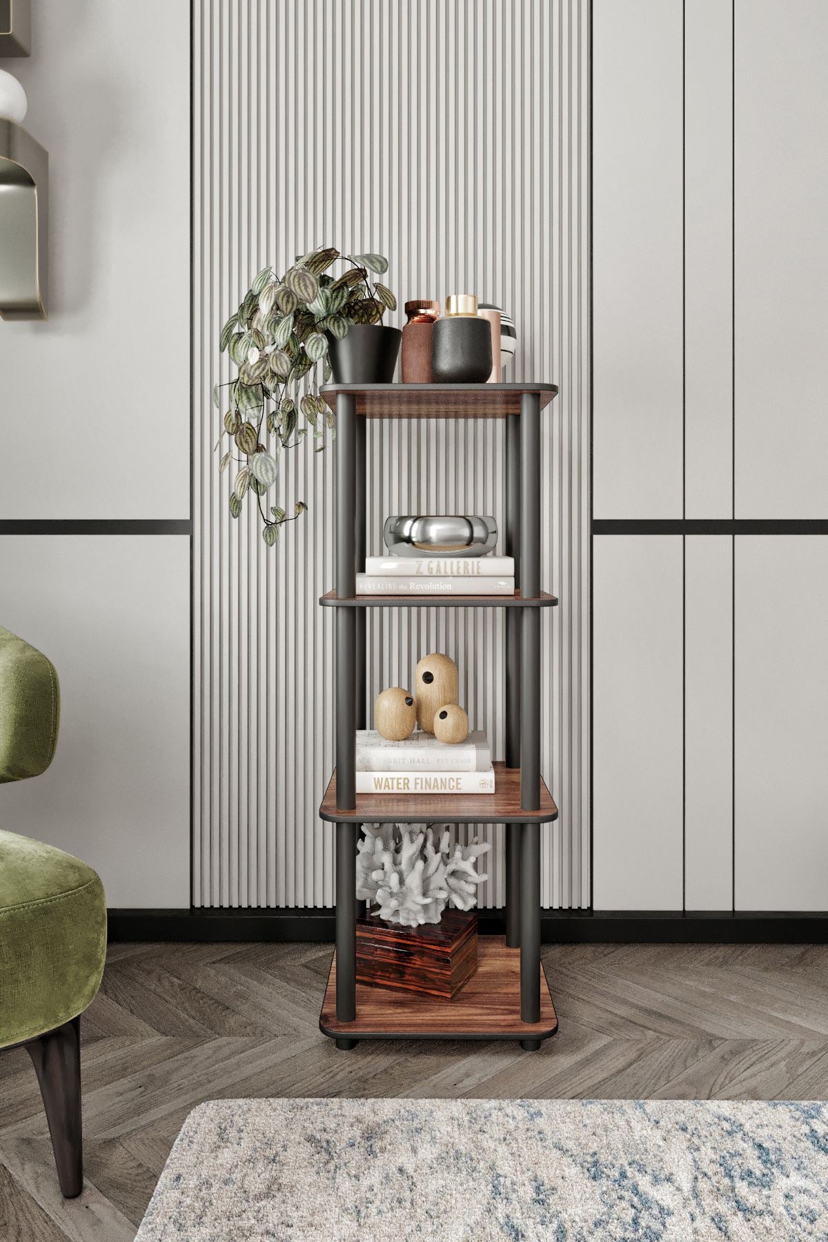 Βιβλιοθήκη Lebadeia Καρυδί 34x34x106 εκ. MDF - Pakobazaar