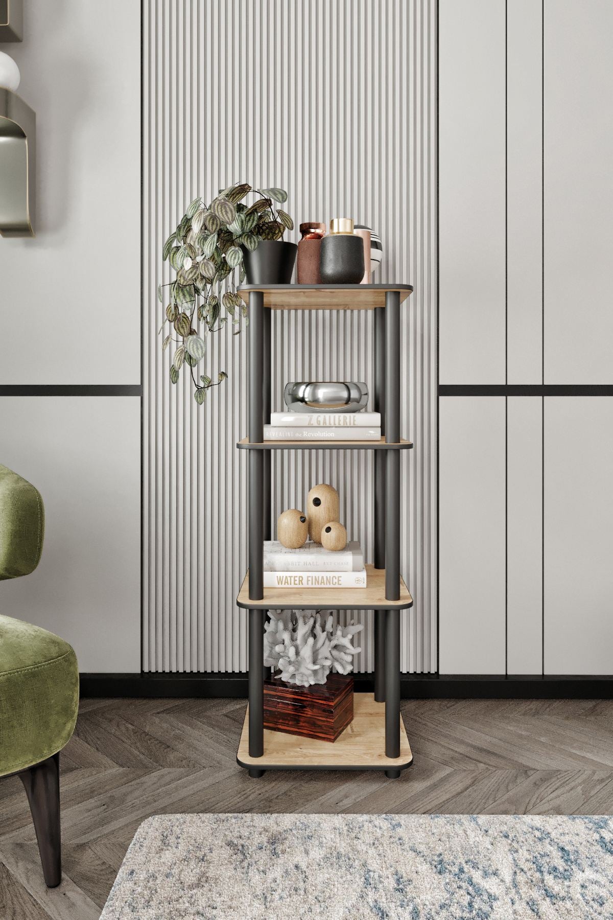 Βιβλιοθήκη Kynos Δρυς 34x34x106 εκ. MDF