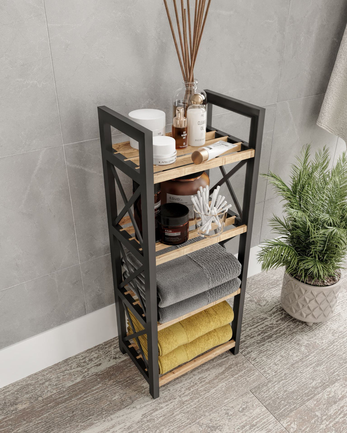 Ραφιέρα Chalara Μαύρο 23x18x64 εκ.