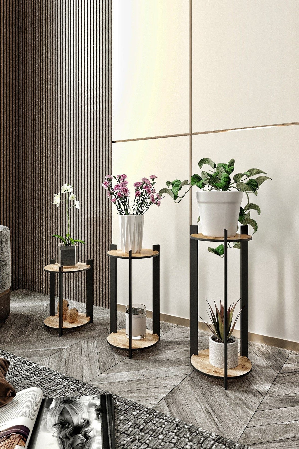 Ξύλινη Βάση Φυτών Paralia Δρυς 23x23x30 εκ. MDF