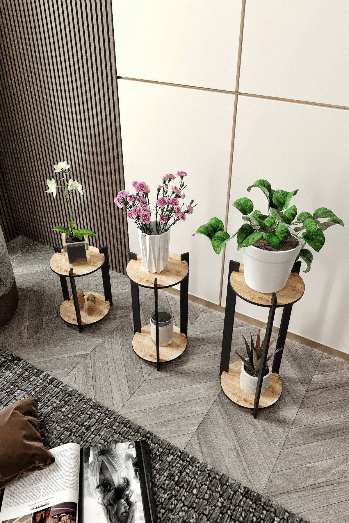 Ξύλινη Βάση Φυτών Paralia Δρυς 23x23x30 εκ. MDF