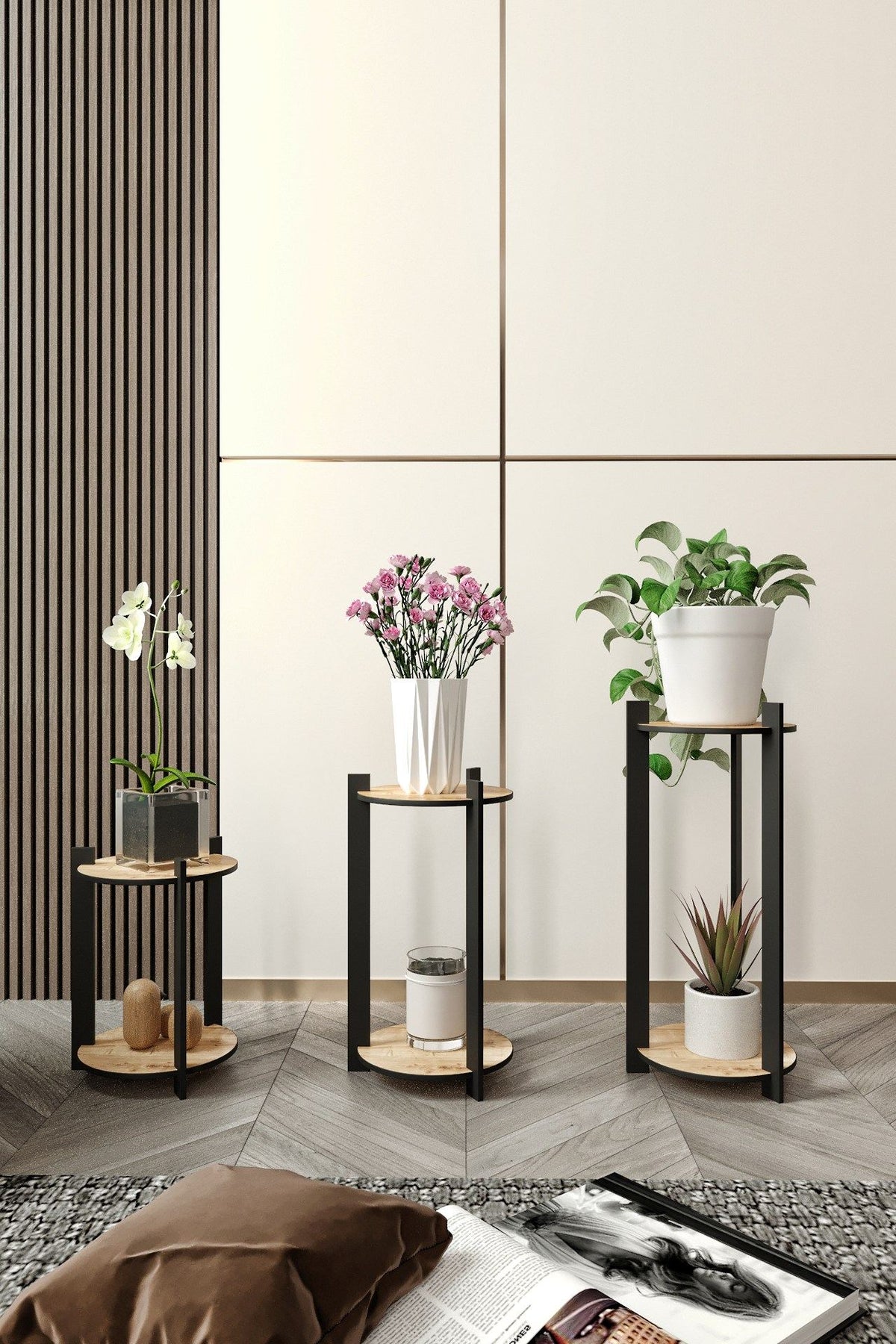 Ξύλινη Βάση Φυτών Paralia Δρυς 23x23x30 εκ. MDF