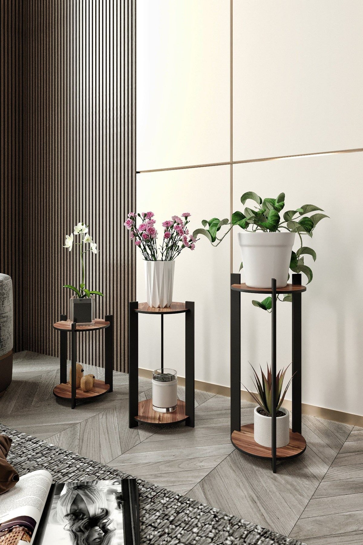 Ξύλινη Βάση Φυτών Paralia Καρυδί 23x23x30 εκ. MDF