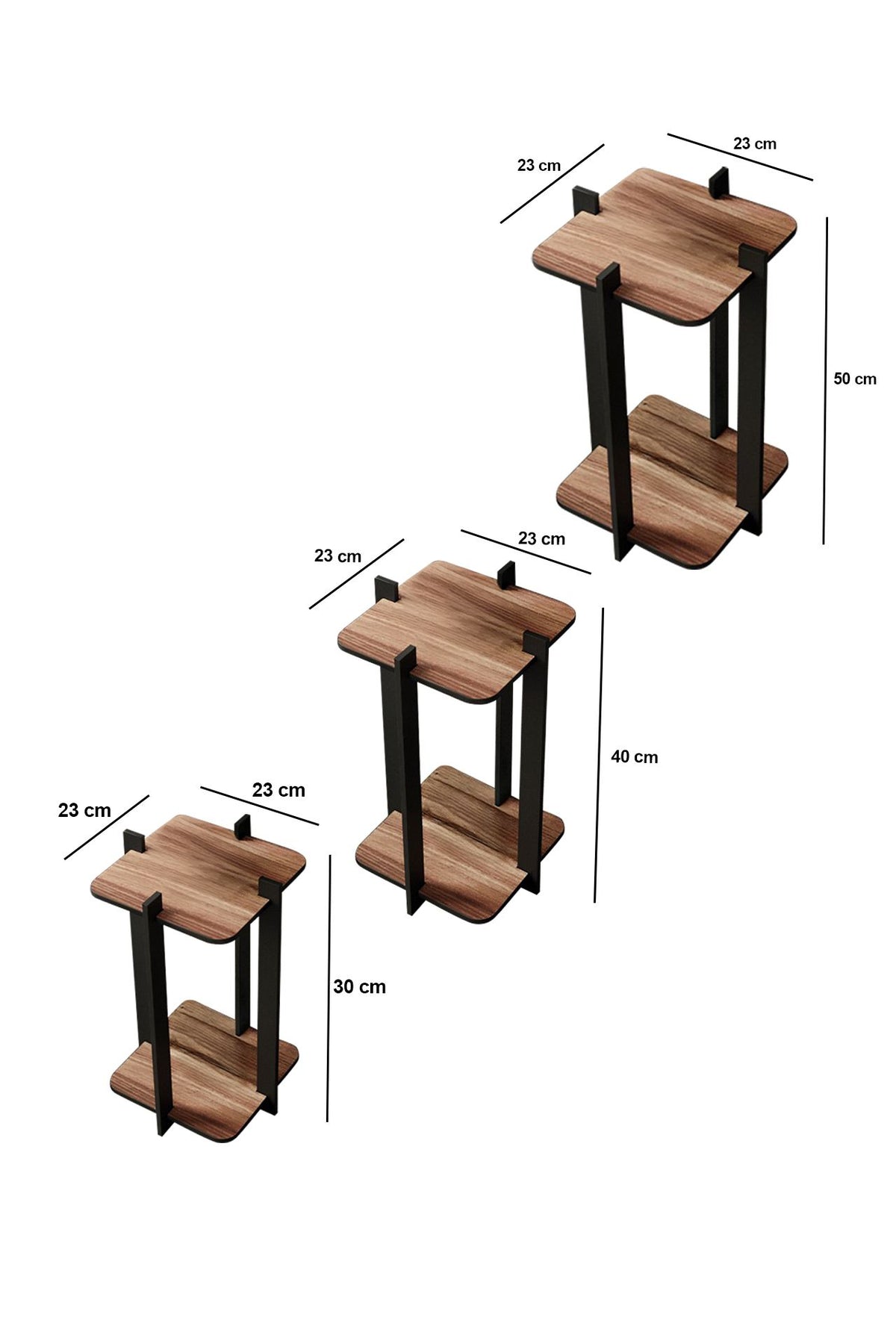 Ξύλινη Βάση Φυτών Pefki Καρυδί 23x23x30 εκ. MDF