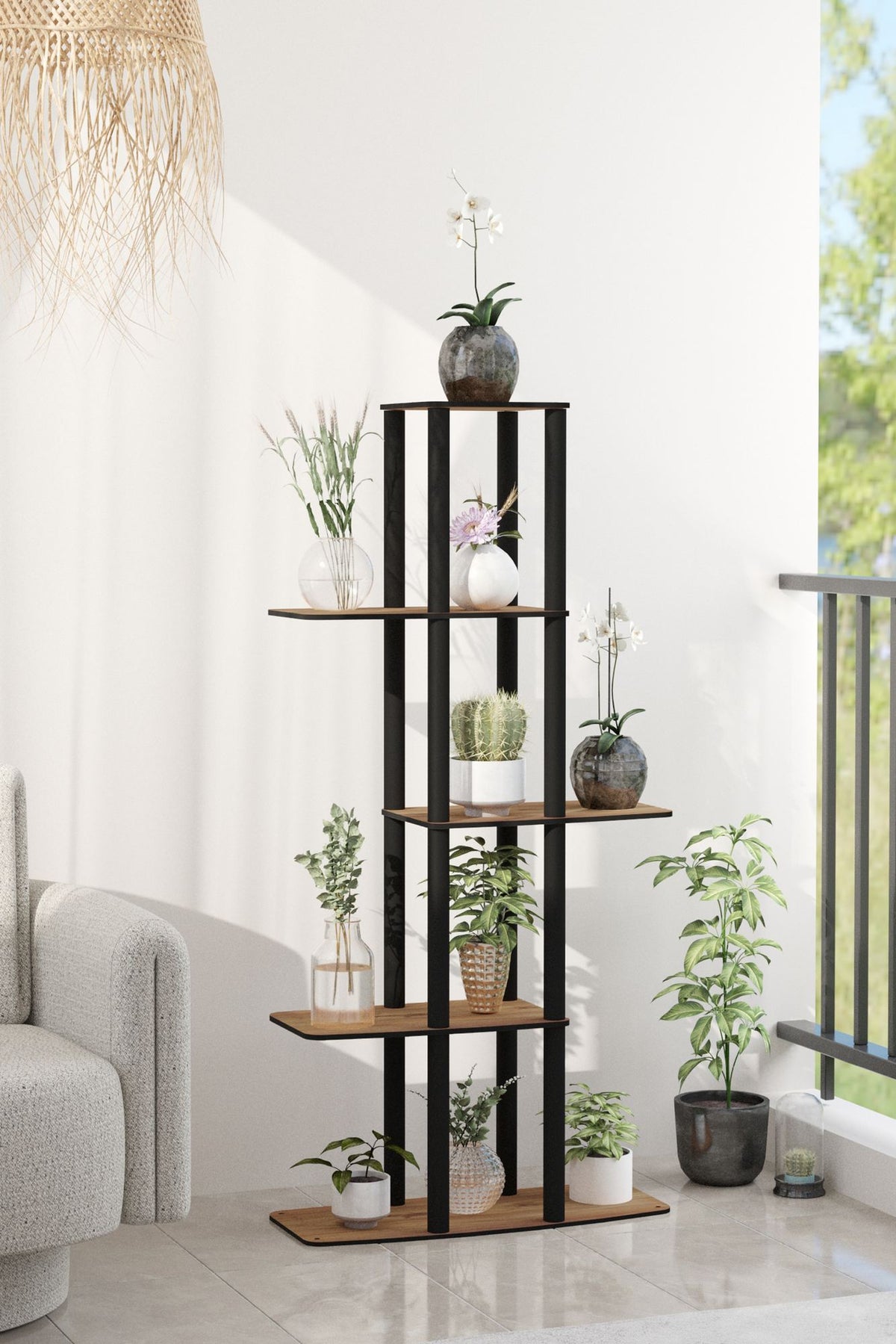 Ξύλινη Βάση Φυτών Pollonas Καρυδί 20x140x60 εκ. MDF