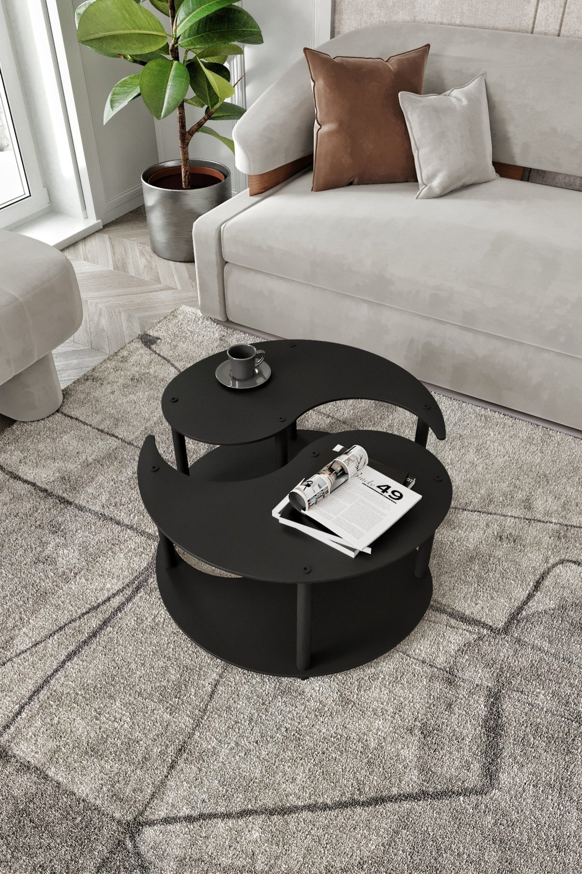Τραπεζάκια Σαλονιού Σετ Anaktorion Μαύρο 70x38 εκ. MDF - Pakobazaar