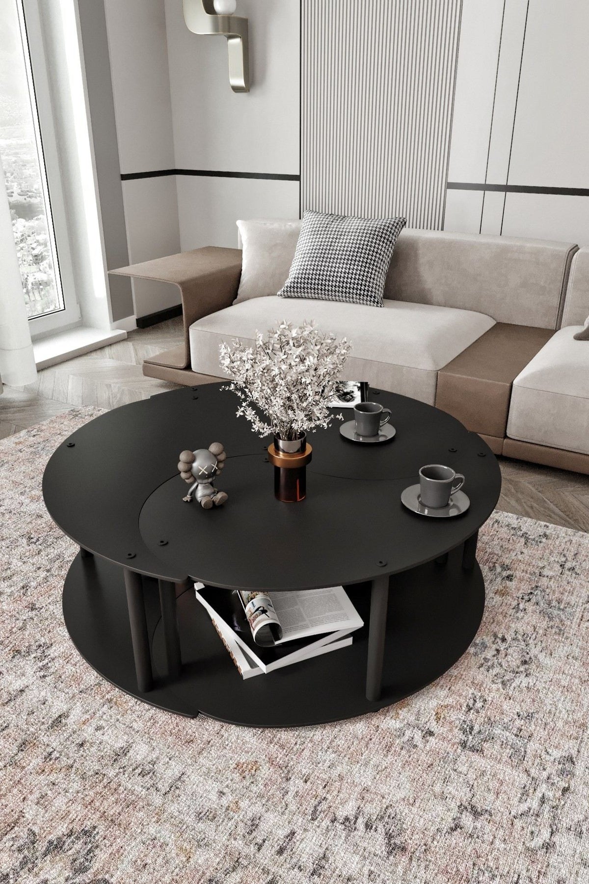 Τραπεζάκια Σαλονιού Σετ Argyrades Μαύρο 70x38 εκ. MDF
