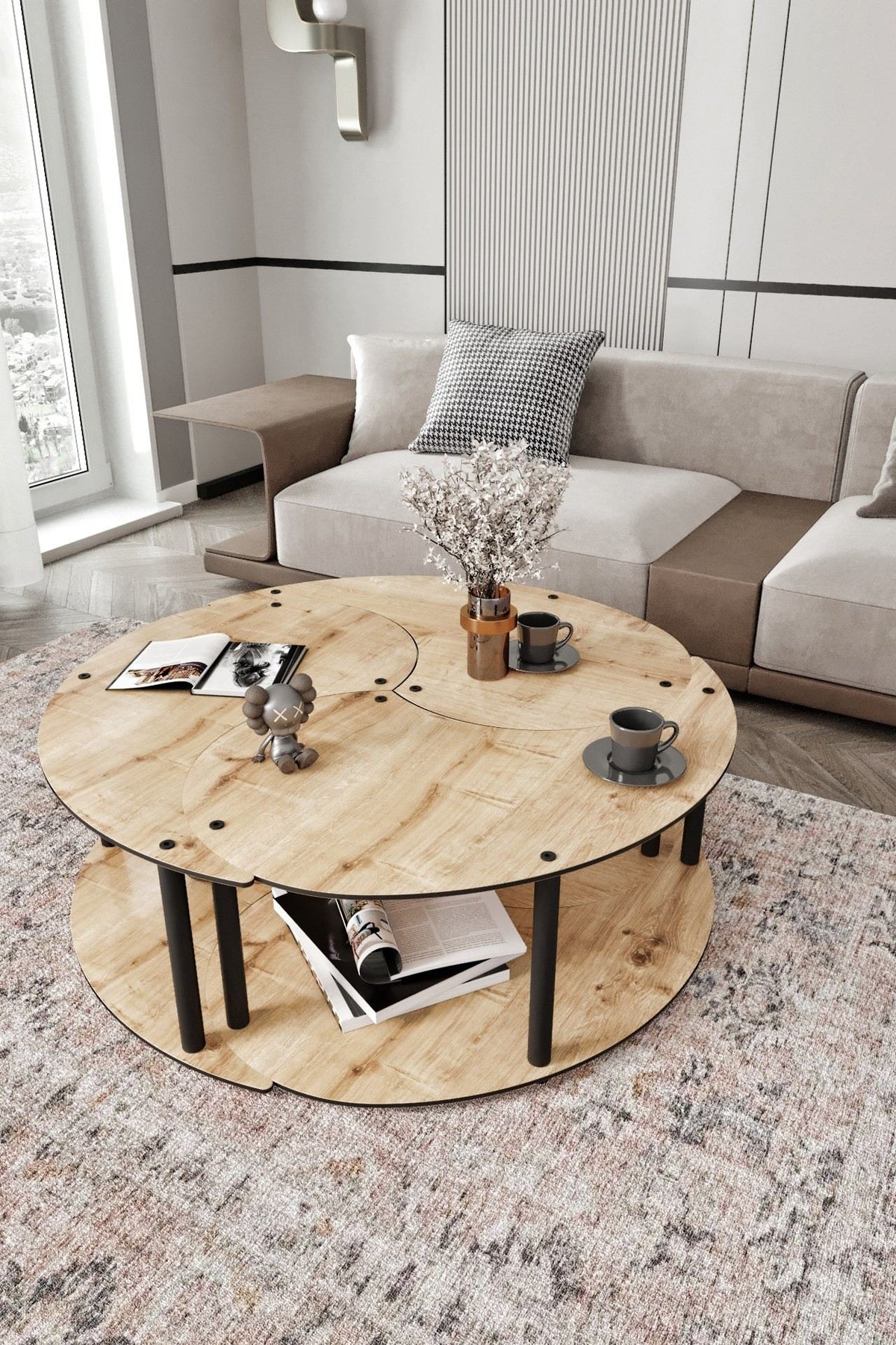 Τραπεζάκια Σαλονιού Σετ Argyrades Δρυς 70x70x38 εκ. MDF