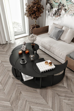 Τραπεζάκια Σαλονιού Σετ Asklipieio Μαύρο 70x70x38 εκ. MDF