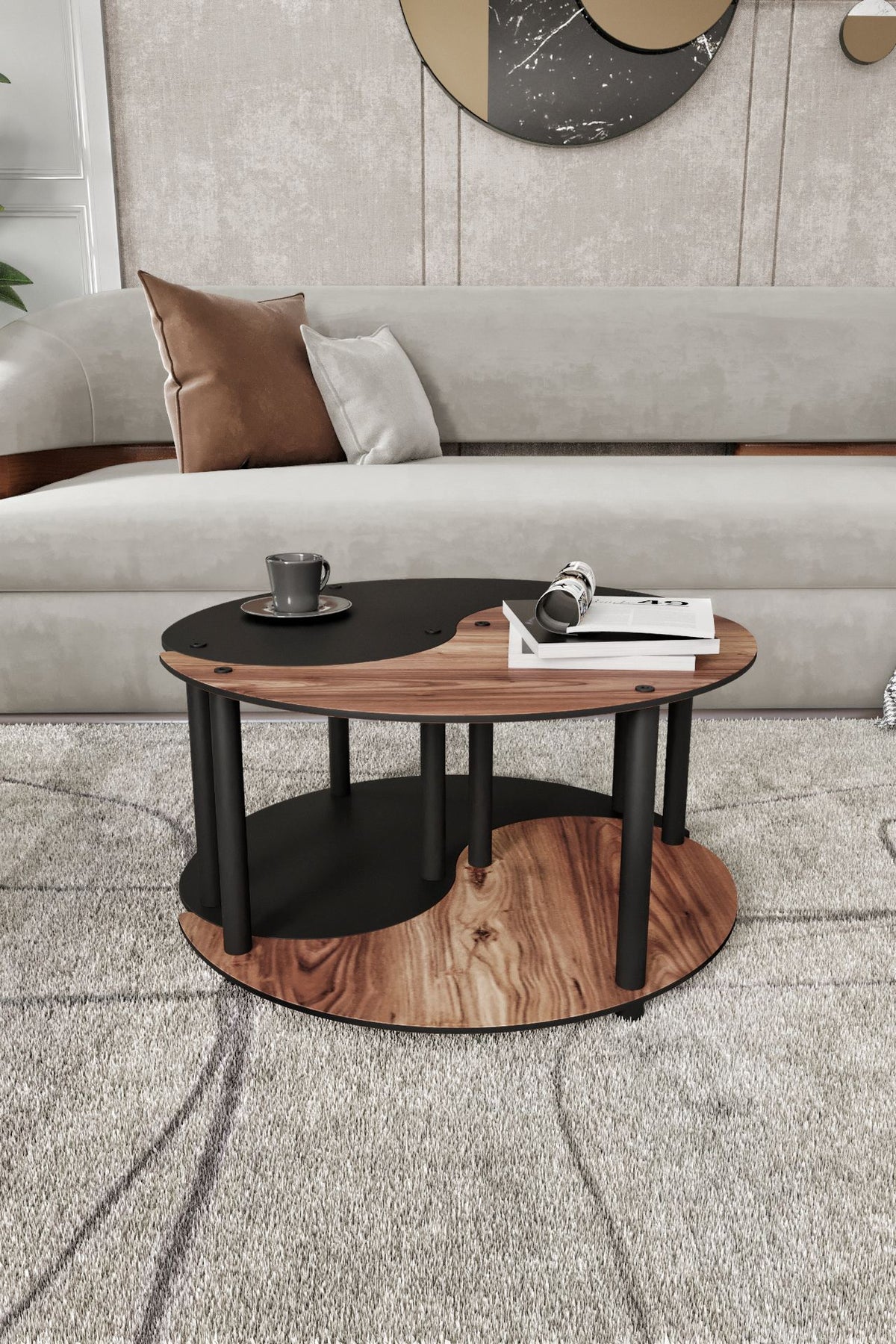 Τραπεζάκια Σαλονιού Σετ Amfiali Καρυδί 70x70x38 εκ. MDF