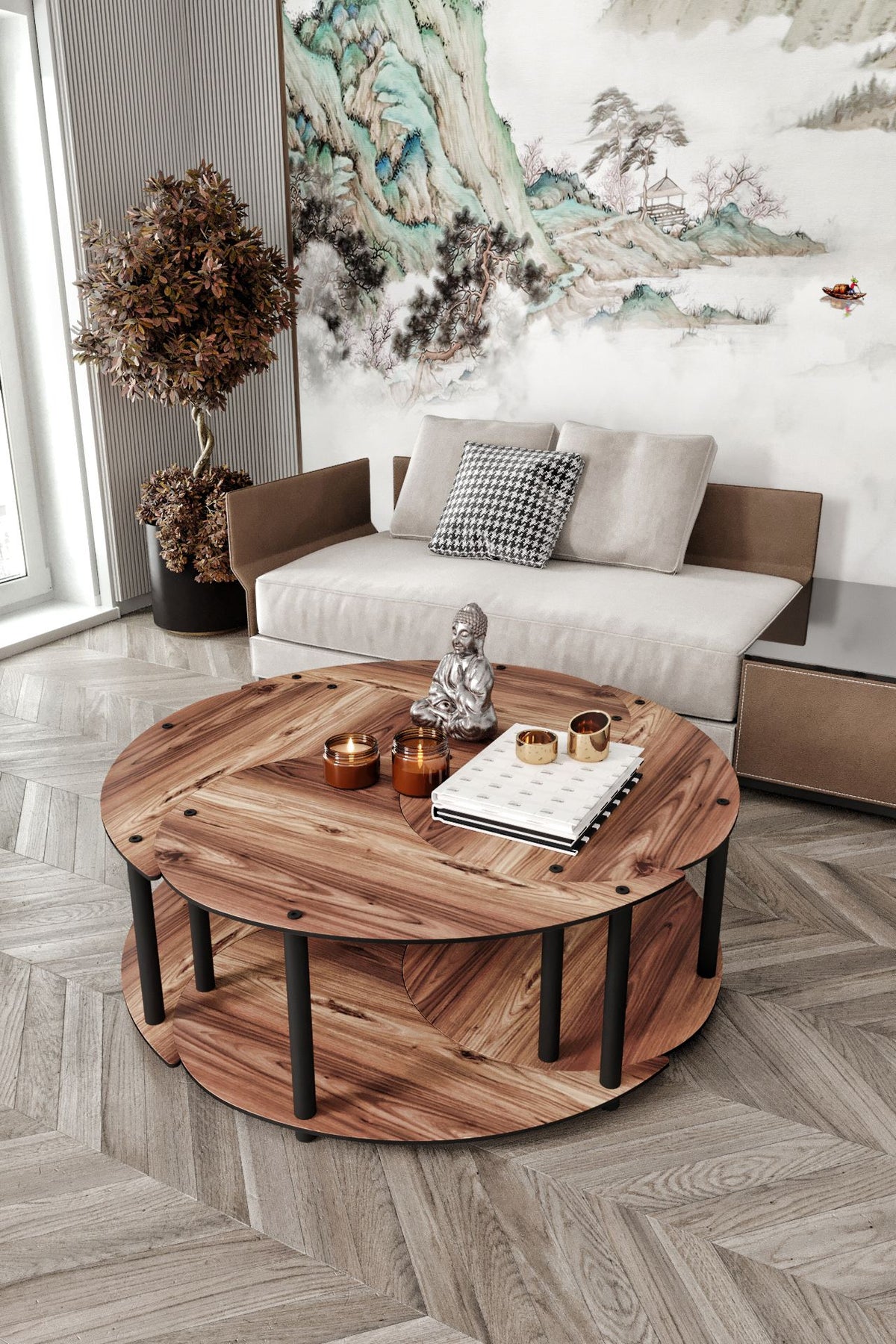 Τραπεζάκια Σαλονιού Σετ Anilion Καρυδί 70x70x38 εκ. MDF