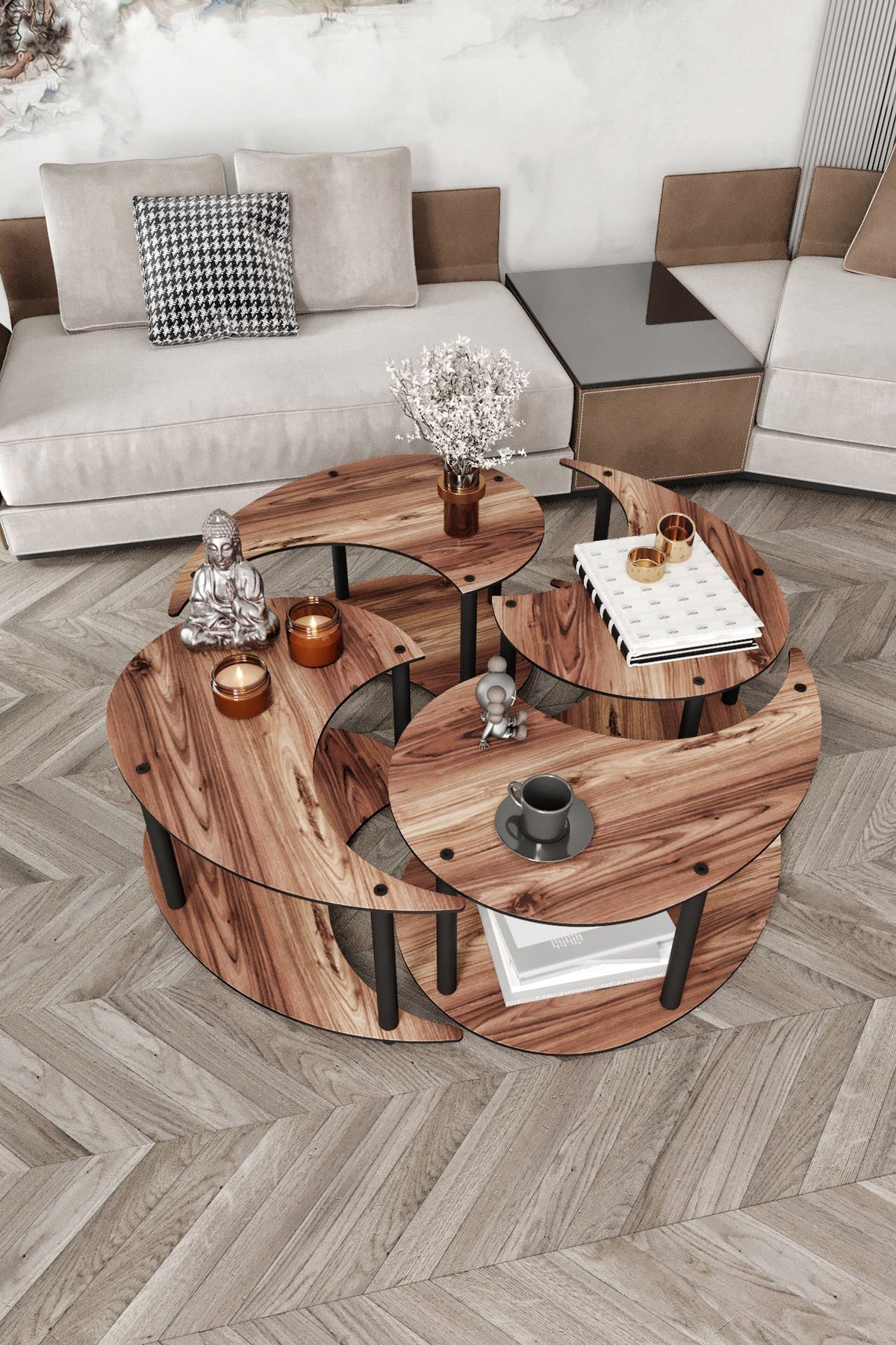 Τραπεζάκια Σαλονιού Σετ Anilion Καρυδί 70x70x38 εκ. MDF