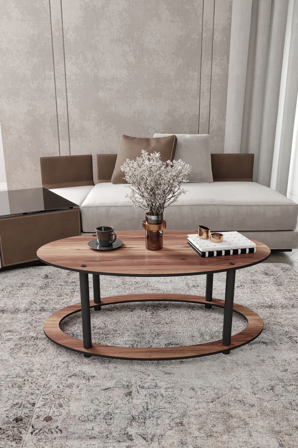 Τραπεζάκι Σαλονιού Pyrgadikia Καρυδί 60x38x40 εκ. MDF