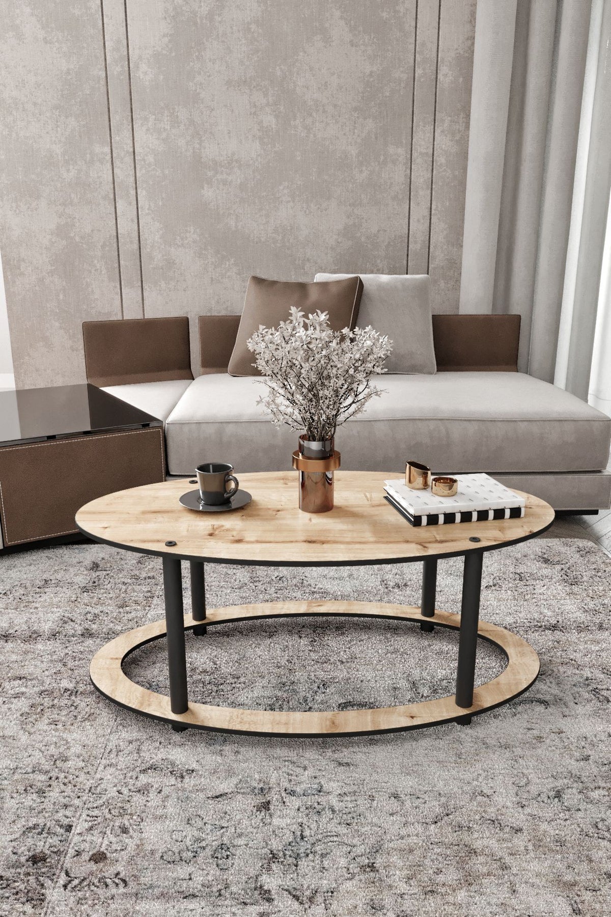 Τραπεζάκι Σαλονιού Pyrgadikia Δρυς 60x38x40 εκ. MDF