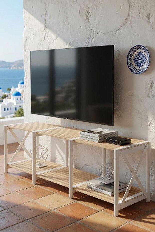 Έπιπλο Τηλεόρασης Akanthos Λευκό 110x38x40 εκ.