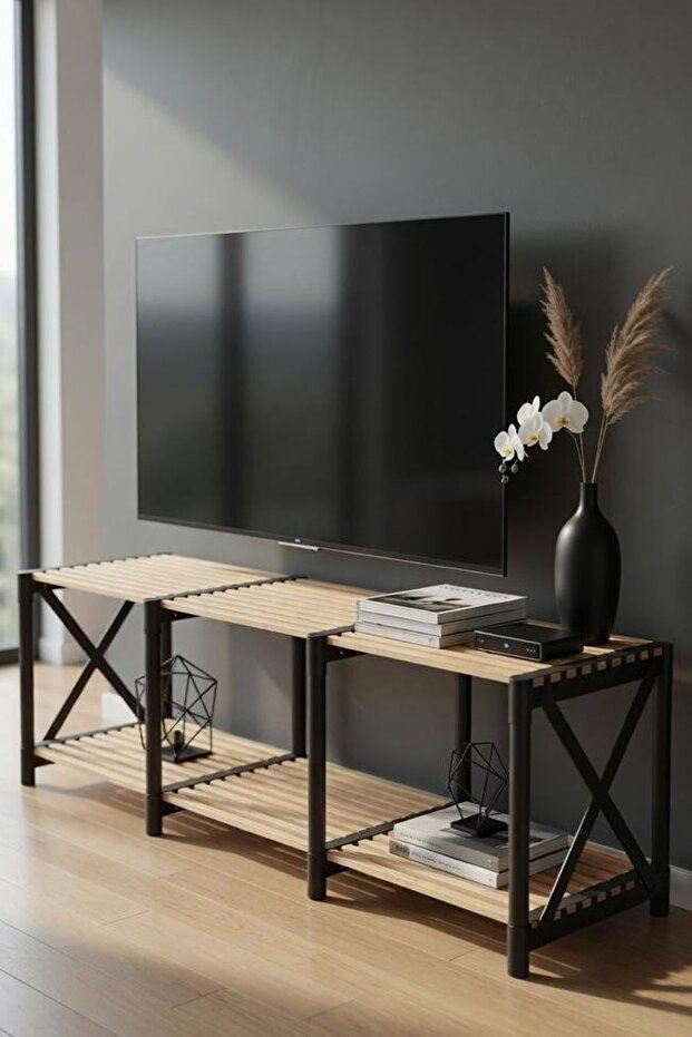 Έπιπλο Τηλεόρασης Akanthos Μαύρο 110x38x40 εκ. - Pakobazaar