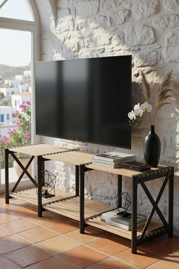 Έπιπλο Τηλεόρασης Akanthos Μαύρο 110x38x40 εκ. - Pakobazaar