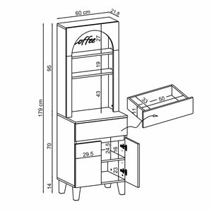 Ντουλάπι Καφέ Aithra Ανθρακί 60x41.8x179 εκ. Μελαμίνης