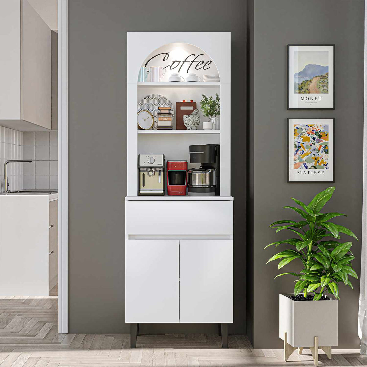 Ντουλάπι Καφέ Aithra Λευκό 60x41.8x179 εκ. Μελαμίνης