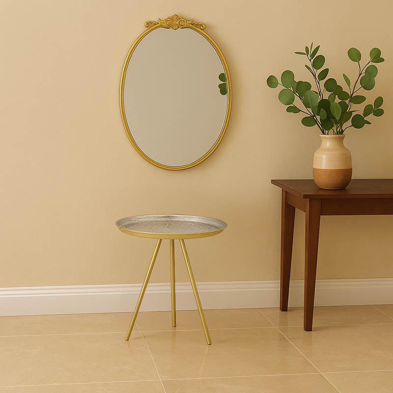 Βοηθητικό τραπέζι Jacksie Inart χρυσό μέταλλο Φ51x54εκ - Pakobazaar