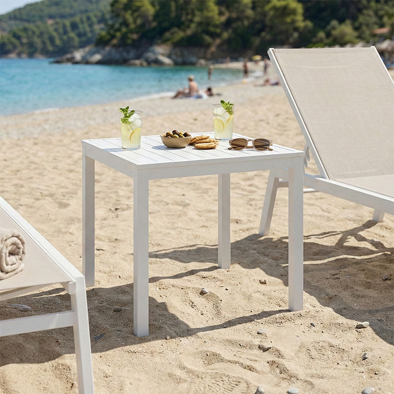 Τραπεζάκι παραλίας Kliton  αλουμίνιο σε λευκή απόχρωση 45x45x41εκ - Pakobazaar