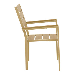 Πολυθρόνα Breze  στοιβαζόμενη plywood σε φυσική-αλουμίνιο σε cappuccino απόχρωση 57.5x60x88εκ - Pakobazaar