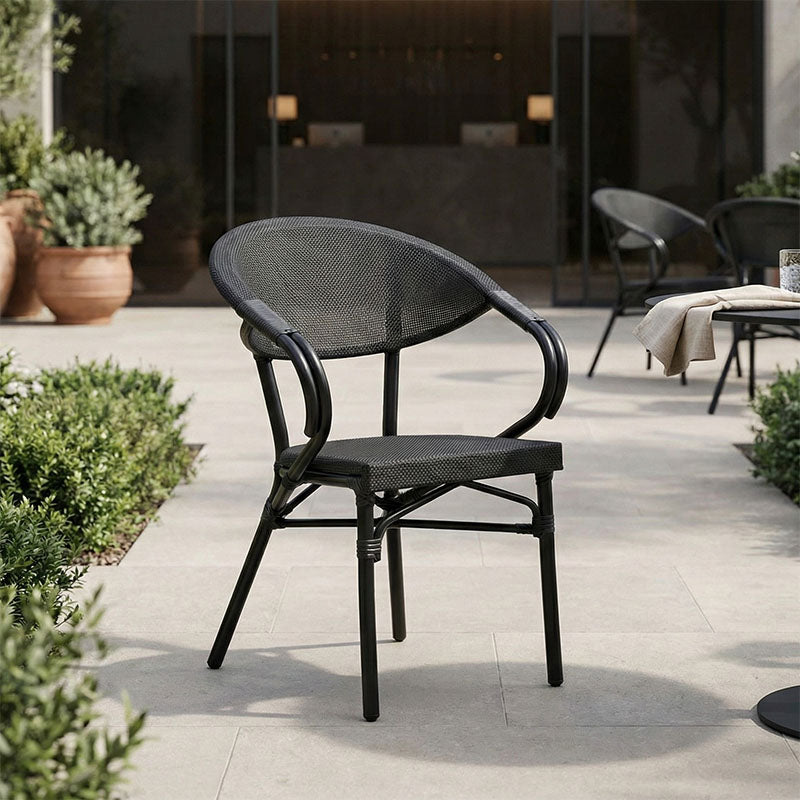 Πολυθρόνα Isaia  μαύρο αλουμίνιο-textilene μαύρο 57x57x83εκ