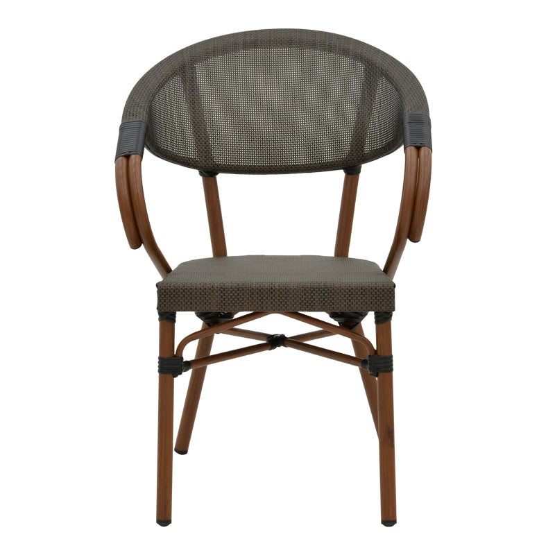 Πολυθρόνα Isaia  καρυδί αλουμίνιο-textilene μαύρο 57x57x83εκ - Image 5