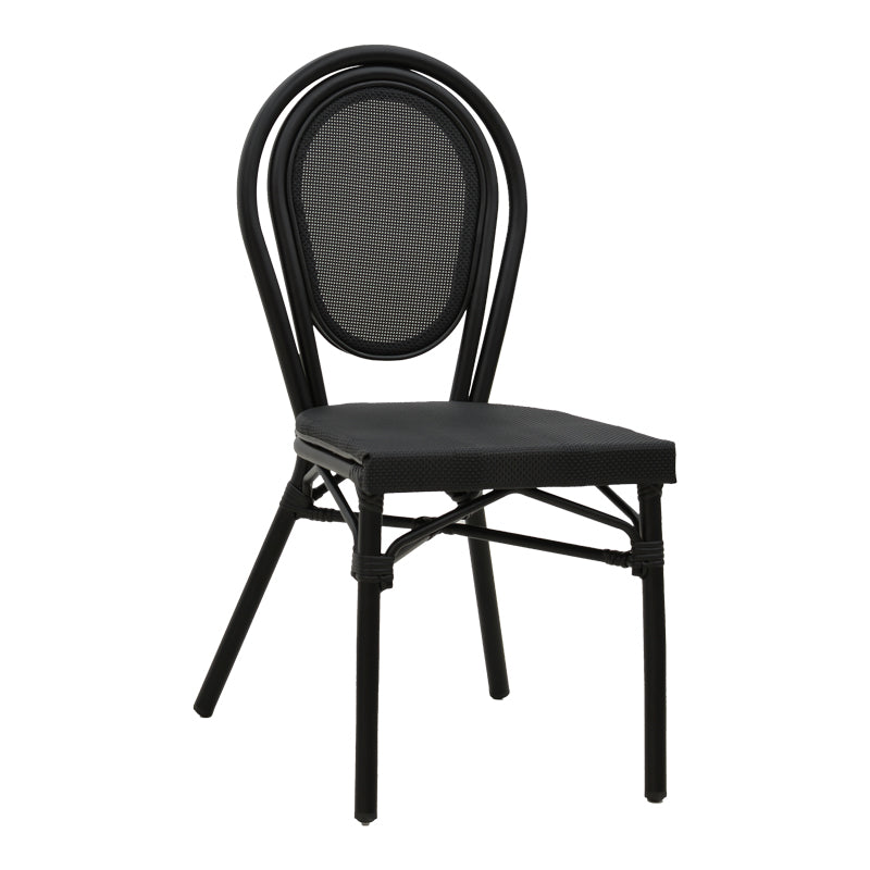 Καρέκλα Nacia  στοιβαζόμενη μαύρο αλουμίνιο-μαύρο textilene 45x59x85εκ - Pakobazaar