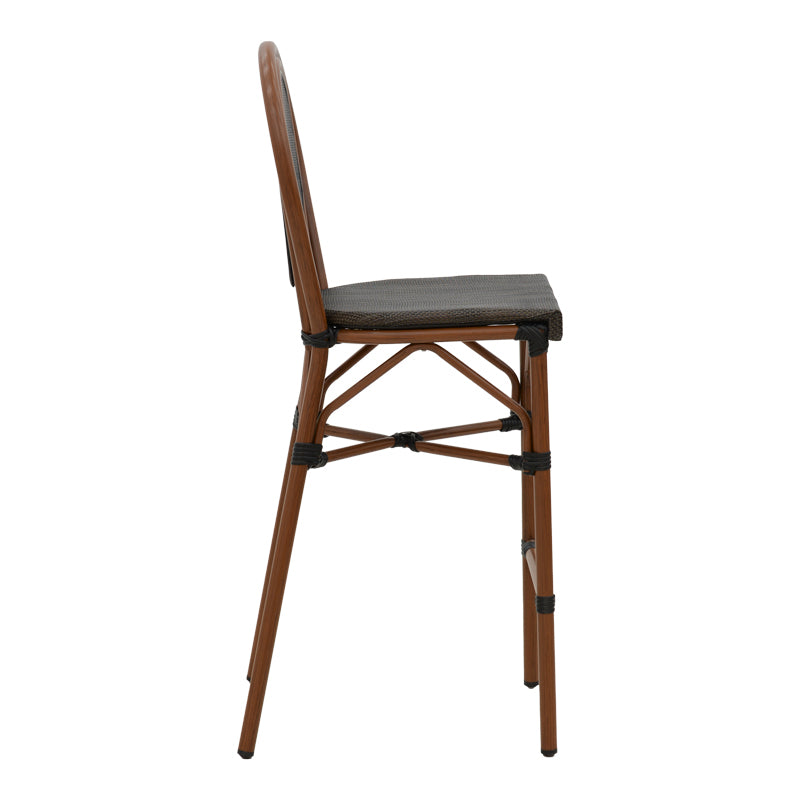 Σκαμπό μπαρ Dezyan  καρυδί αλουμίνιο-γκρι textilene 41.5x53.5x116εκ - Pakobazaar