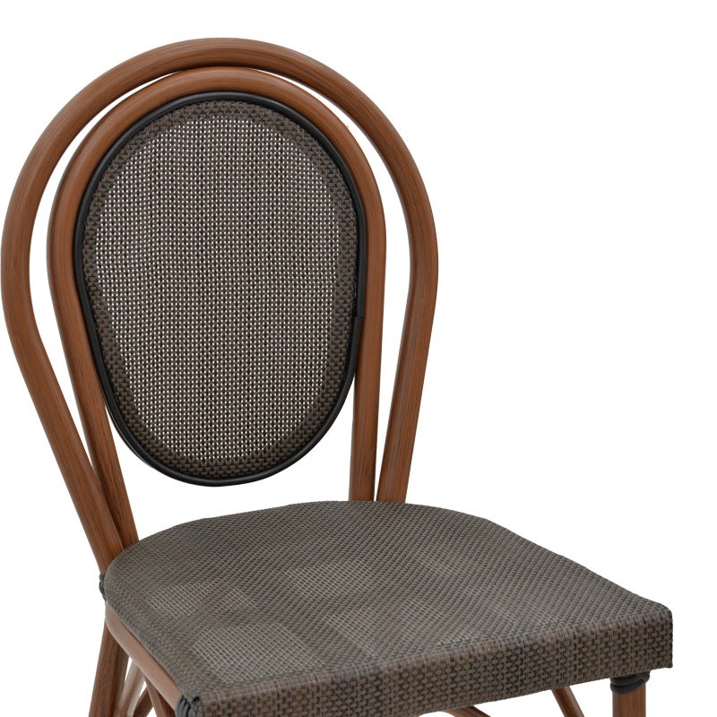 Σκαμπό μπαρ Dezyan  καρυδί αλουμίνιο-γκρι textilene 41.5x53.5x116εκ - Pakobazaar