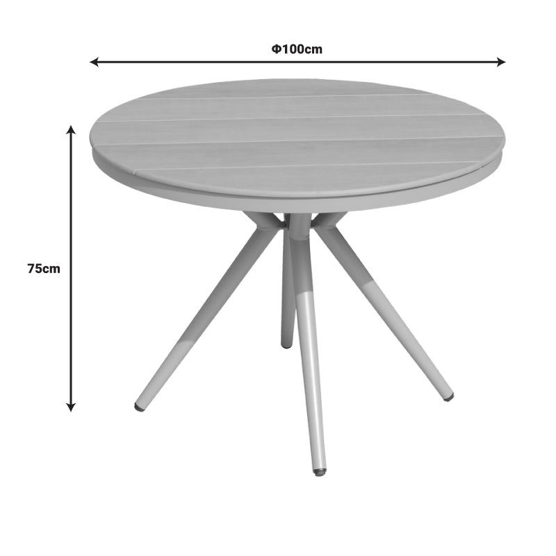 Τραπέζι Hilly  plywood και αλουμίνιο σε σαμπανιζέ απόχρωση Φ100x75εκ - Image 4