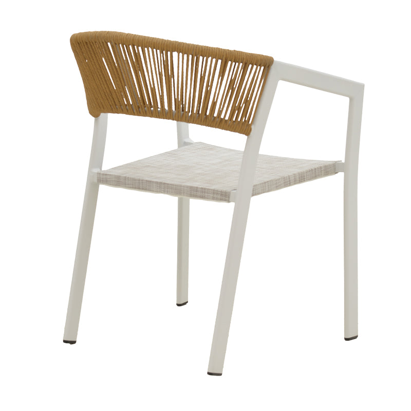 Πολυθρόνα αλουμινίου Glisten  στοιβαζόμενη λευκός σκελετός-textilene φυσικό rattan 56x62x77εκ - Pakobazaar