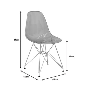 Καρέκλα Adelle  PP διάφανο γκρι-inox πόδι 46x55x81εκ - Image 7