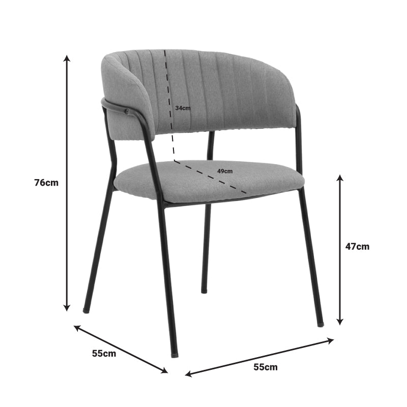 Καρέκλα Morel  γκρι ύφασμα-πόδι μαύρο μέταλλο 55x55x76εκ - Image 8