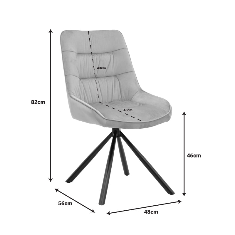 Καρέκλα Wori  ανθρακί βελούδο-πόδι μαύρο μέταλλο 48x56x82εκ - Image 8