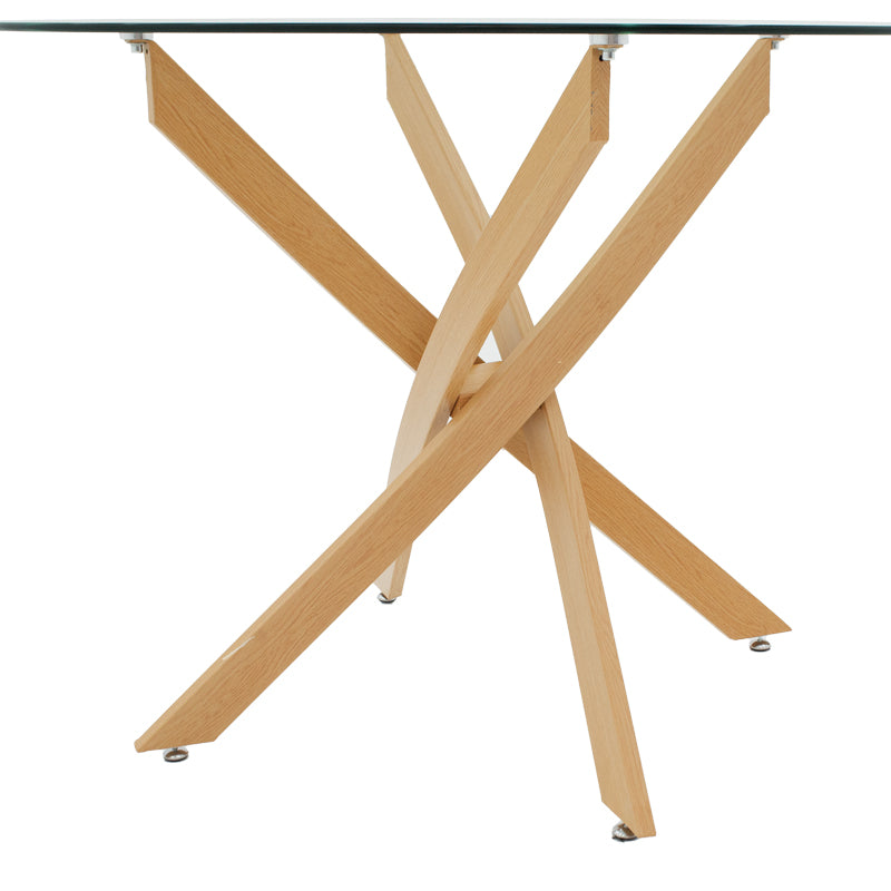 Τραπέζι Antoro  γυαλί και μεταλλικά πόδια σε φυσική απόχρωση Φ100x75εκ - Pakobazaar