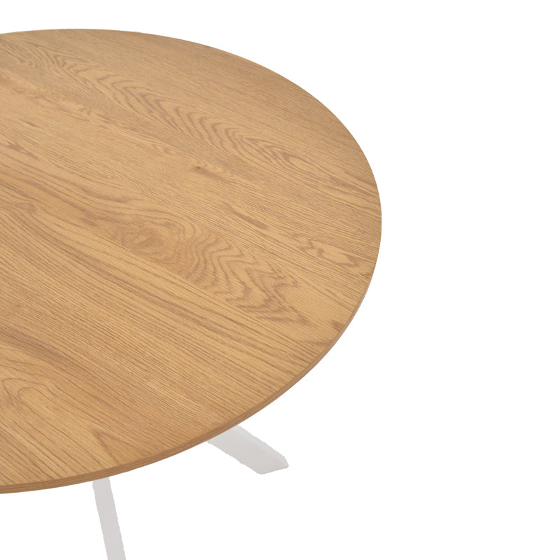 Τραπέζι Xuson  φυσικό mdf-πόδι λευκό μέταλλο Φ80x75εκ - Image 5