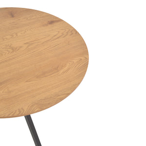 Τραπέζι Xuson  φυσικό mdf-πόδι μαύρο μέταλλο Φ120x75εκ - Image 4