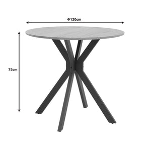 Τραπέζι Xuson  φυσικό mdf-πόδι μαύρο μέταλλο Φ120x75εκ - Image 5