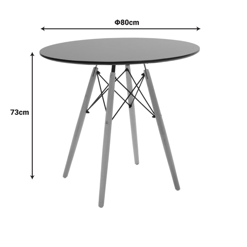 Τραπέζι Julita  MDF μαυρο-πόδια σε φυσική απόχρωση Φ80x73εκ - Pakobazaar
