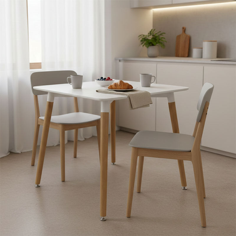 Τραπέζι Natali  MDF λευκό-πόδια σε φυσική απόχρωση 80x80x76εκ - Pakobazaar