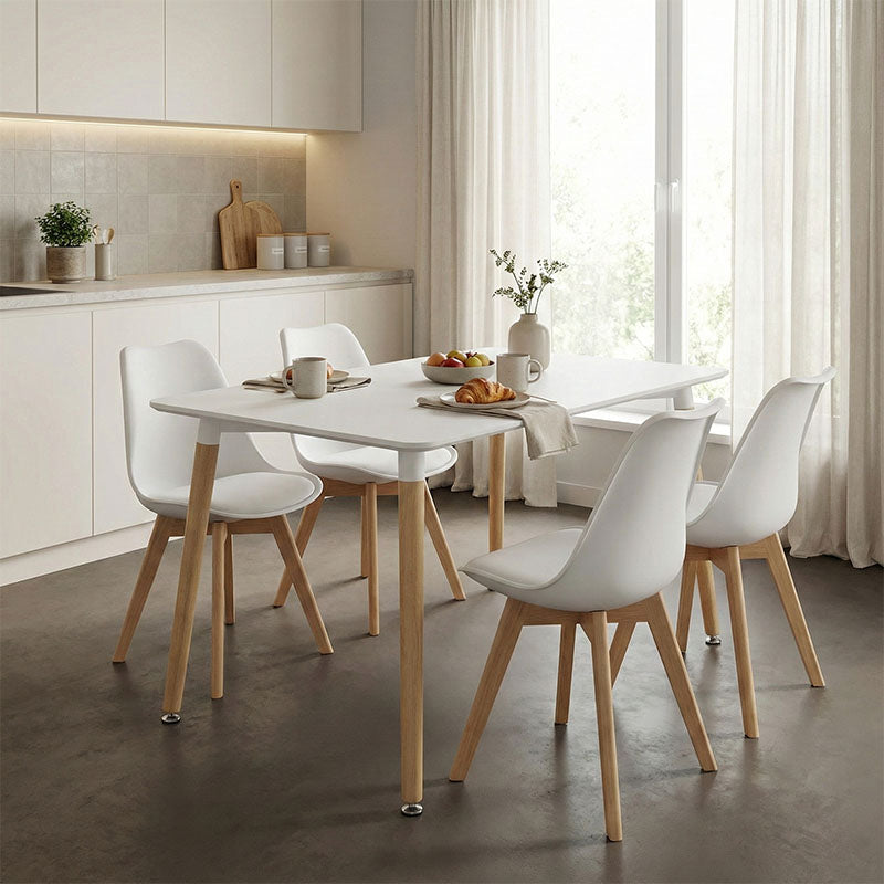 Τραπέζι Natali  MDF λευκό-πόδια σε φυσική απόχρωση 120x80x76εκ - Pakobazaar