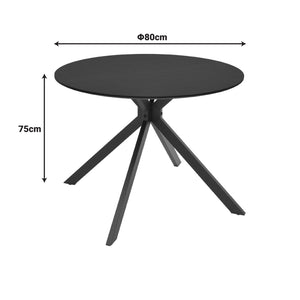 Τραπέζι Xuson  μαύρο mdf-πόδι μαύρο μέταλλο Φ80x75εκ - Pakobazaar