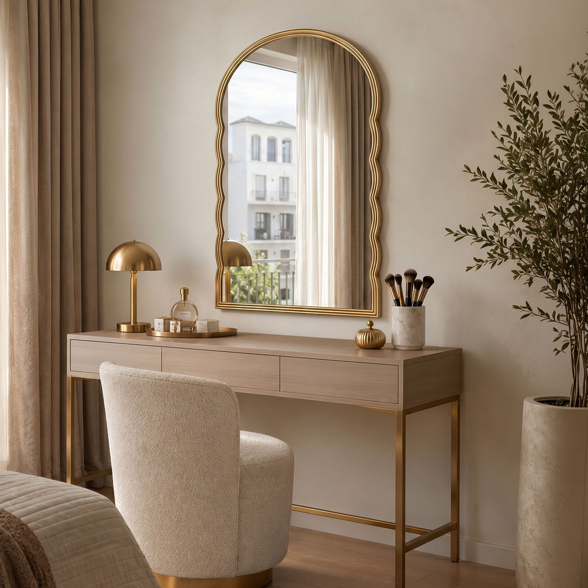 Καθρέπτης Megike Inart μέταλλο σε χρυσή απόχρωση 60x2x90εκ - Pakobazaar