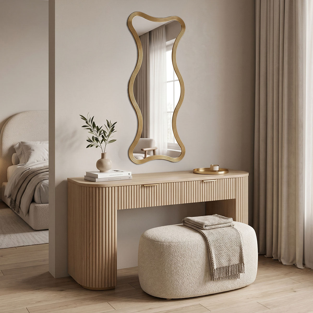 Καθρέπτης Boulen Inart μέταλλο σε χρυσή απόχρωση 51x2x126εκ - Pakobazaar