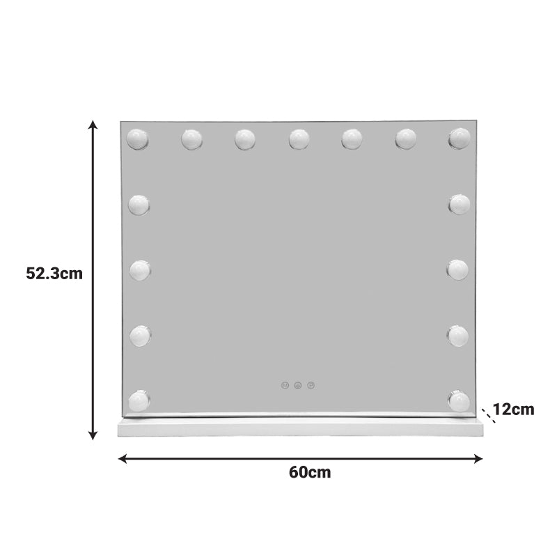 Καθρέπτης Led Hollywood  μέταλλο λευκό 60x12x52.3εκ - Pakobazaar