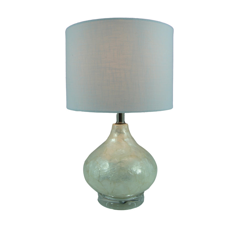 Επιτραπέζιο φωτιστικό Guidance Inart Ε27 λευκό γυαλί-λευκό ύφασμα Φ25x41εκ - Image 1