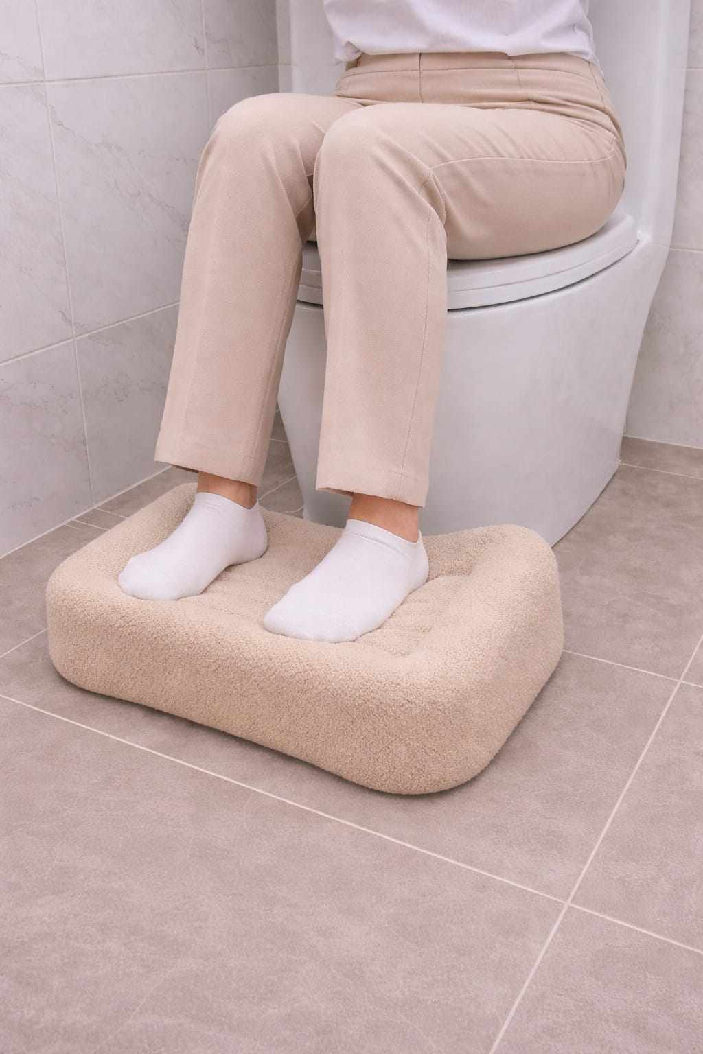 Σκαμπό Τουαλέτας Vrouva Μπεζ - Teddy 45x35x20 εκ. Μελαμίνης
