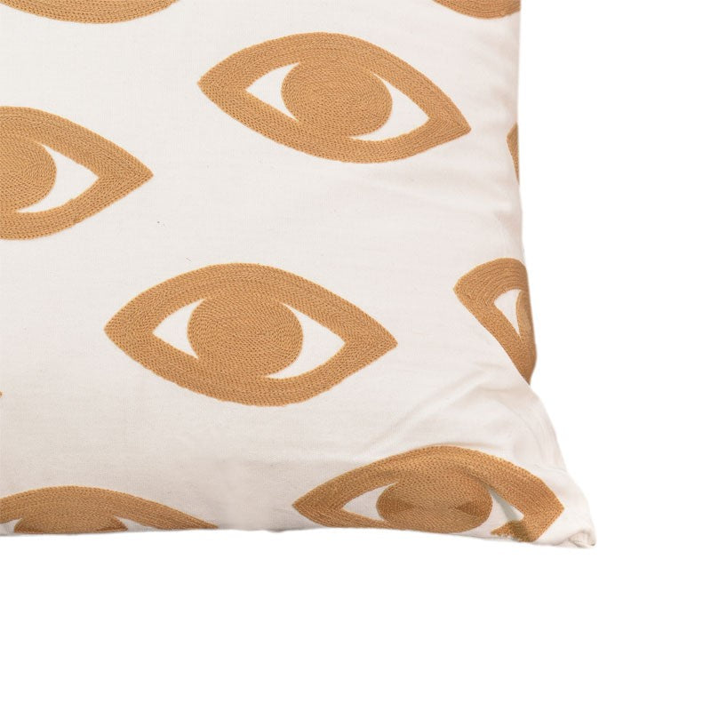 Μαξιλάρι Eyes Inart φυσικό-λευκό ύφασμα 45x45x2.5εκ - Pakobazaar